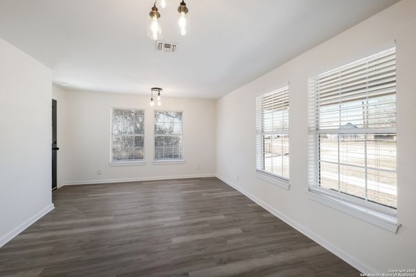 Empty room, Interior, Pendant Lights, Wood Texture Flooring