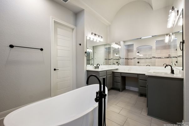 Bathroom, Dual Sink Vanities, Free Standing Baths, Glass Shower, Interior