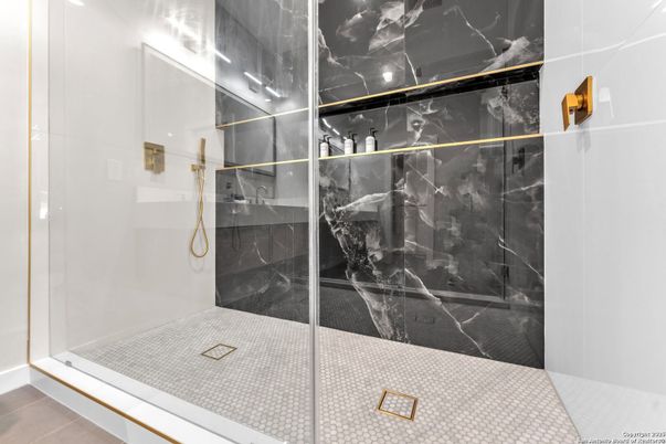 Bathroom, Glass Shower, Interior, Marble Walls