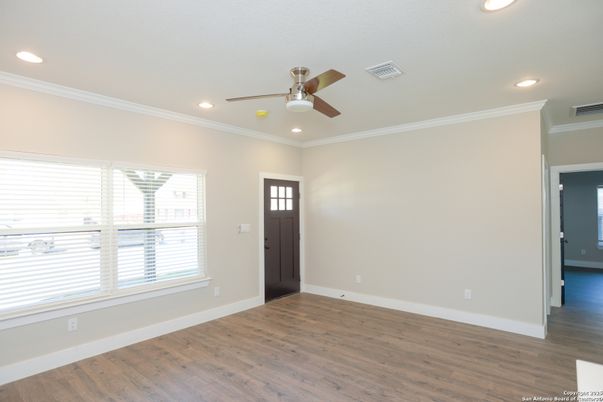 Empty room, Interior, Recessed Lighting, Wood Texture Flooring