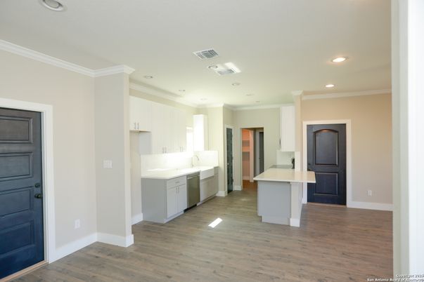 Interior, Kitchen, Recessed Lighting, Wood Texture Flooring