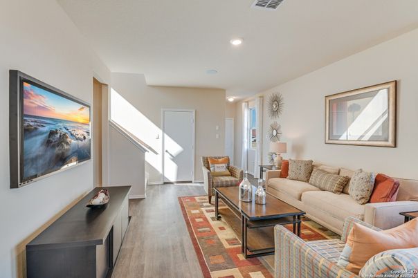 Interior, Living room, Recessed Lighting, Wood Texture Flooring