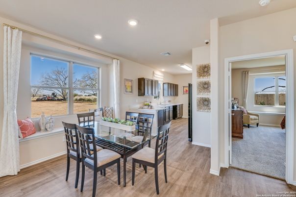 Dining room, Interior, Kitchen, Recessed Lighting, Wood Texture Flooring