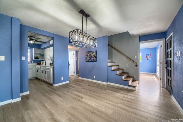 Interior, Kitchen, Pendant Lights, Wood Texture Flooring