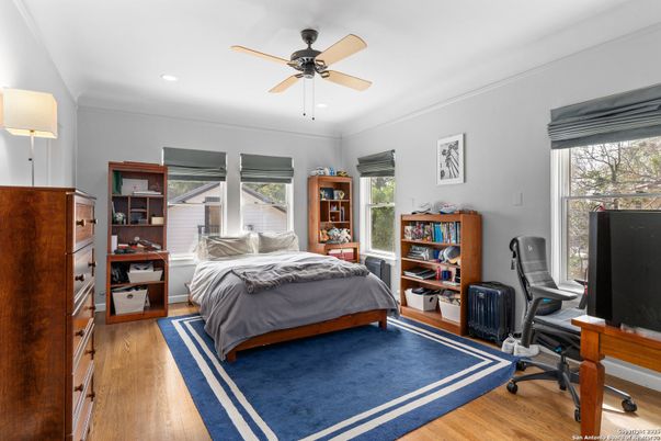 Bedroom, Home Office, Interior, Recessed Lighting, Wood Texture Flooring