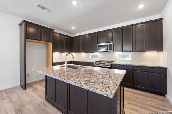 Interior, Kitchen, Recessed Lighting, Wood Texture Flooring