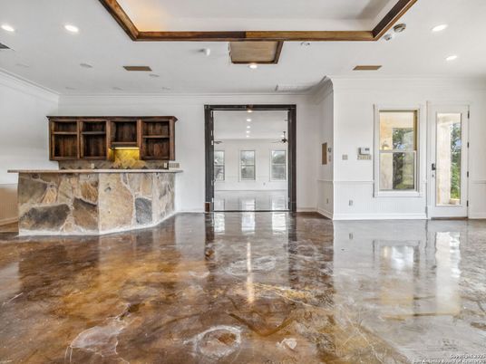 Empty room, Interior, Recessed Lighting, Wooden Beams