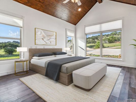 Bedroom, Interior, Recessed Lighting, Wooden Beams, Wooden Ceilings, Wood Texture Flooring