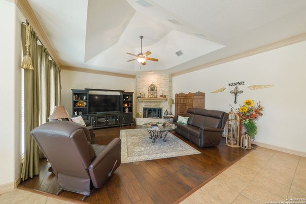 Fireplace, Interior, Living room, Stone Walls, Wood Texture Flooring