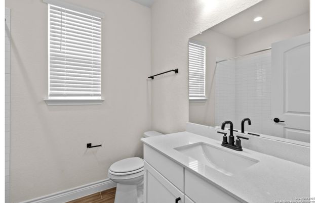 Bathroom, Interior, Recessed Lighting, Wood Texture Flooring