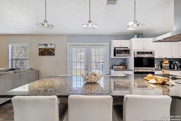 Interior, Kitchen, Pendant Lights, Stainless Steel Appliances, Wood Texture Flooring