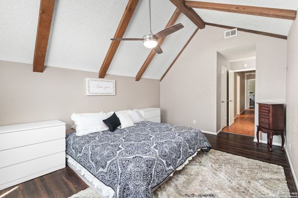 Bedroom, Interior, Wooden Beams, Wood Texture Flooring