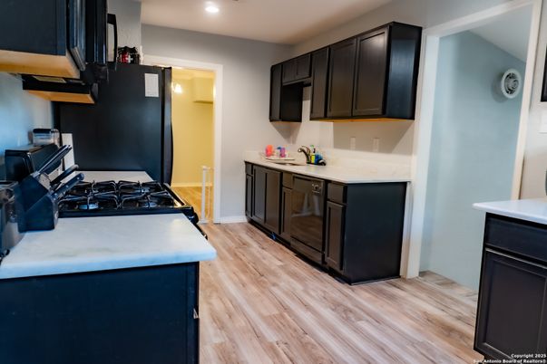 Interior, Kitchen, Recessed Lighting, Wood Texture Flooring