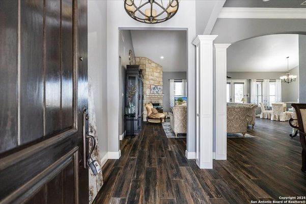 Chandelier, Interior, Recessed Lighting, Wood Texture Flooring