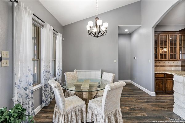 Chandelier, Dining room, Interior, Recessed Lighting, Wood Texture Flooring