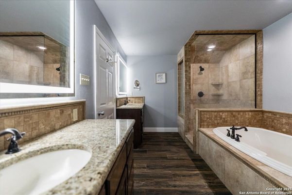 Bathroom, Dual Sink Vanities, Interior, Wood Texture Flooring