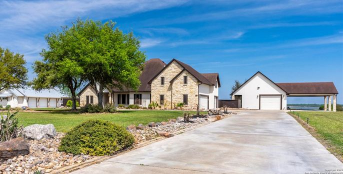 Attached, Backyard, Detached Garage, Exterior, Facade, Brick Facade, Farmhouse