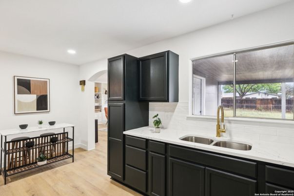Interior, Kitchen, Recessed Lighting, Wood Texture Flooring