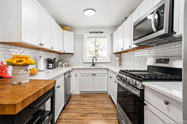 Interior, Kitchen, Stainless Steel Appliances, Wood Texture Flooring