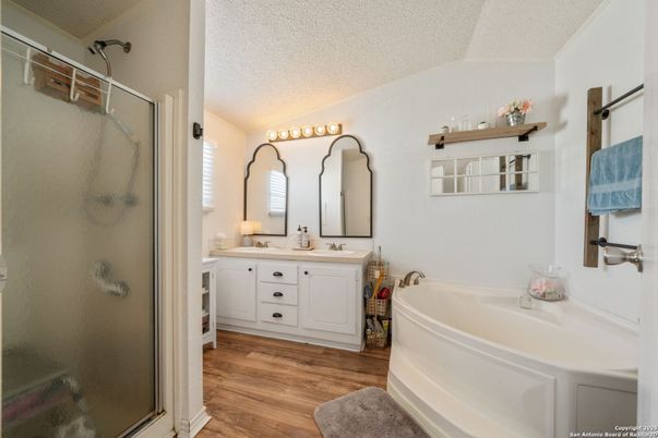 Bathroom, Dual Sink Vanities, Interior, Wood Texture Flooring