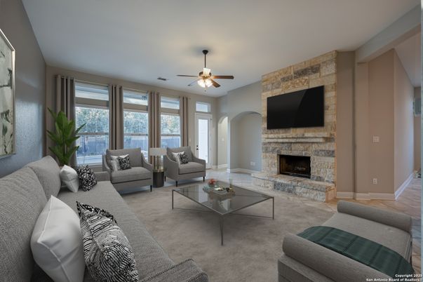 Fireplace, Interior, Living room, Stone Walls