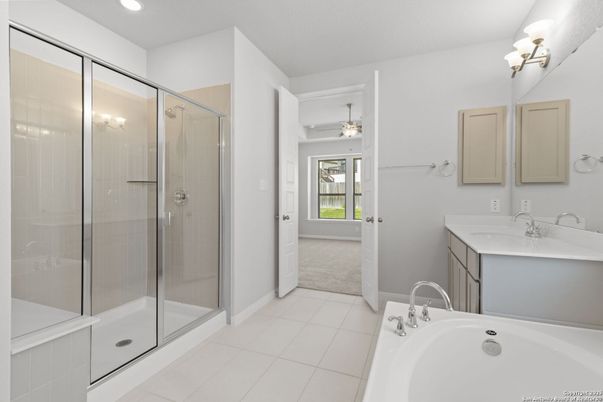 Bathroom, Dual Sink Vanities, Glass Shower, Interior, Recessed Lighting