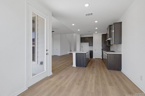 Interior, Kitchen, Recessed Lighting, Wood Texture Flooring