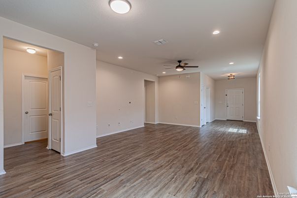 Empty room, Interior, Recessed Lighting, Wood Texture Flooring