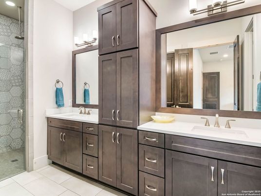 Bathroom, Dual Sink Vanities, Glass Shower, Interior