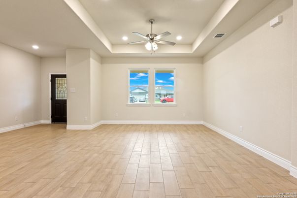 Empty room, Interior, Recessed Lighting, Wood Texture Flooring