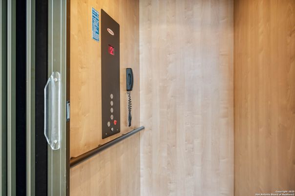 Elevator, Interior, Wooden Walls