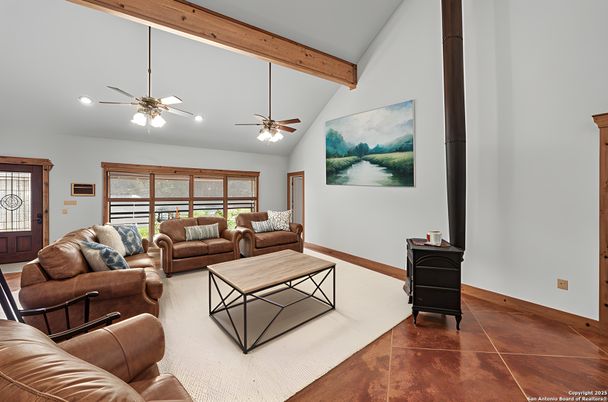 Interior, Living room, Recessed Lighting, Wooden Beams