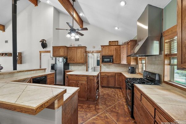Interior, Kitchen, Recessed Lighting, Tile Countertops