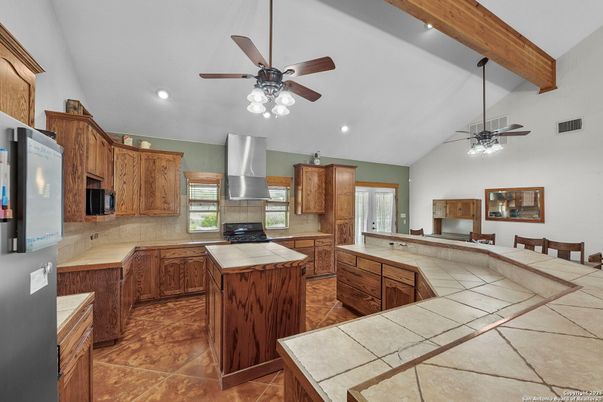Interior, Kitchen, Recessed Lighting, Tile Countertops