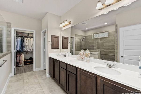Bathroom, Dual Sink Vanities, Glass Shower, Interior, Recessed Lighting, Walk-in Closets