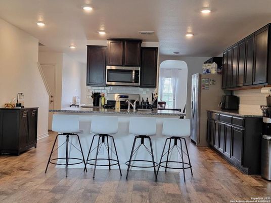 Interior, Kitchen, Recessed Lighting, Wood Texture Flooring