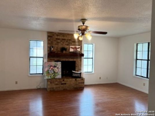 Empty room, Fireplace, Interior, Stone Walls, Wood Texture Flooring