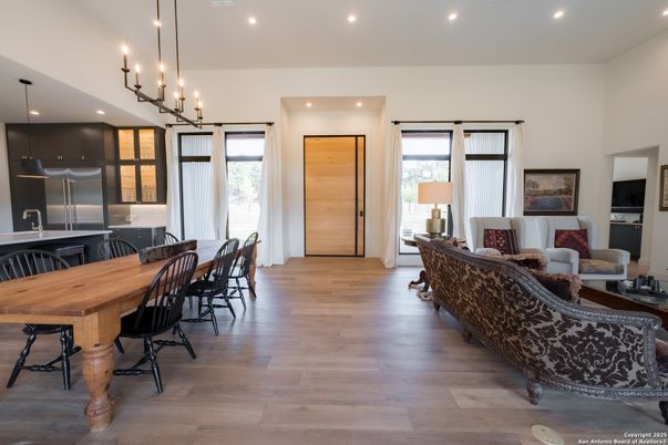 Interior, Kitchen, Living room, Pendant Lights, Recessed Lighting, Stainless Steel Appliances, Wood Texture Flooring