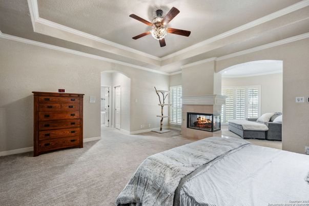 Bedroom, Fireplace, Interior