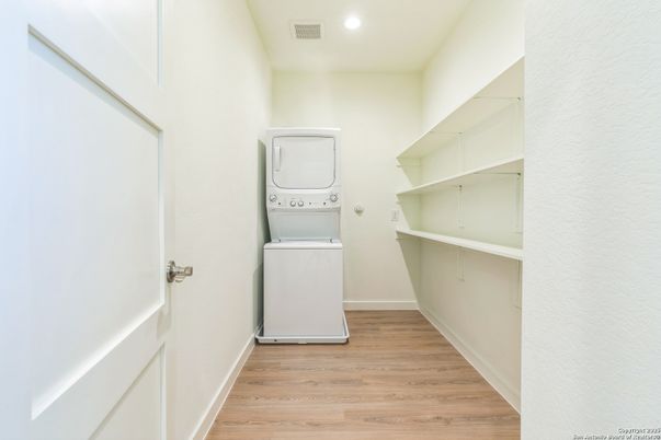 Interior, Recessed Lighting, Utility Closets, Washer, Wood Texture Flooring