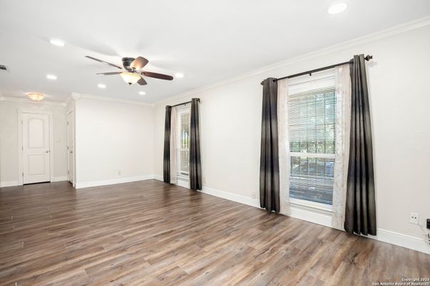 Empty room, Interior, Recessed Lighting, Wood Texture Flooring