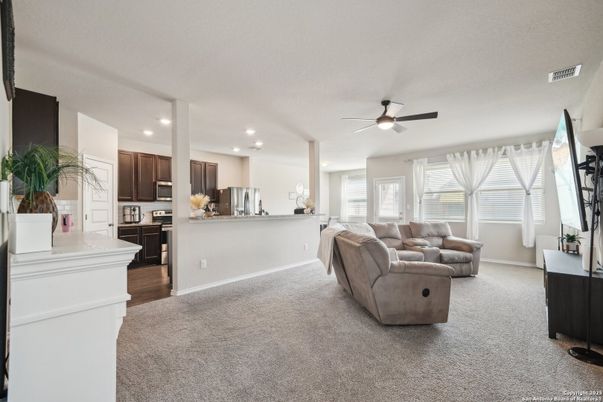 Interior, Kitchen, Living room, Recessed Lighting, Stainless Steel Appliances, Wood Texture Flooring