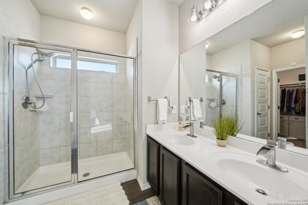 Bathroom, Dual Sink Vanities, Glass Shower, Interior