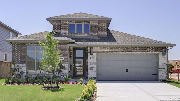 Attached, Exterior, Facade, Brick Facade, Modern