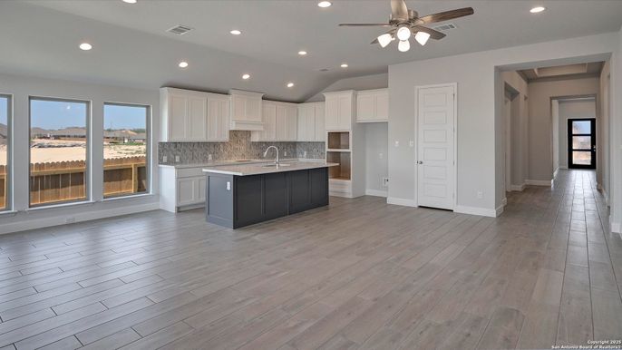 Interior, Kitchen, Recessed Lighting, Wood Texture Flooring