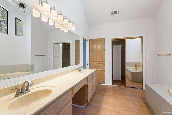 Bathroom, Dual Sink Vanities, Interior, Wood Texture Flooring