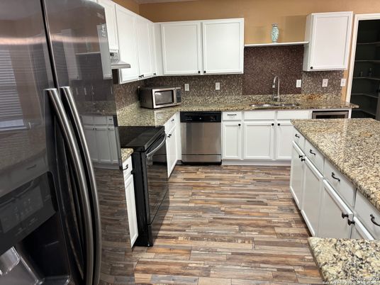 Interior, Kitchen, Stainless Steel Appliances, Wood Texture Flooring