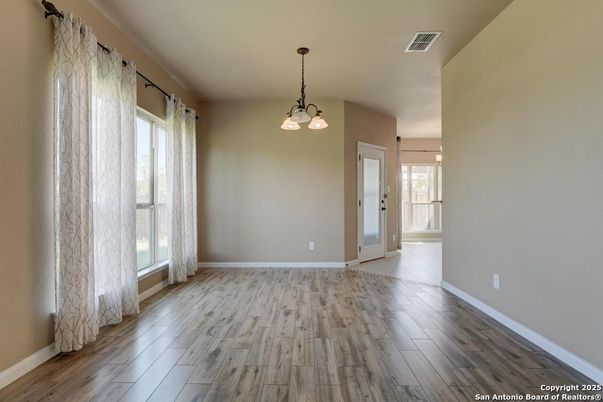 Empty room, Interior, Pendant Lights, Wood Texture Flooring
