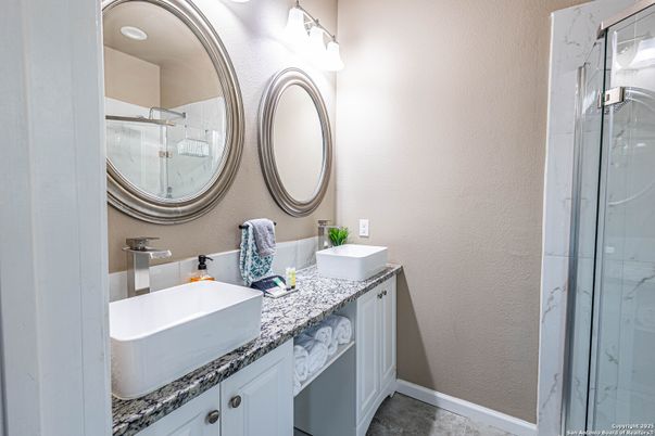 Bathroom, Dual Sink Vanities, Glass Shower, Interior