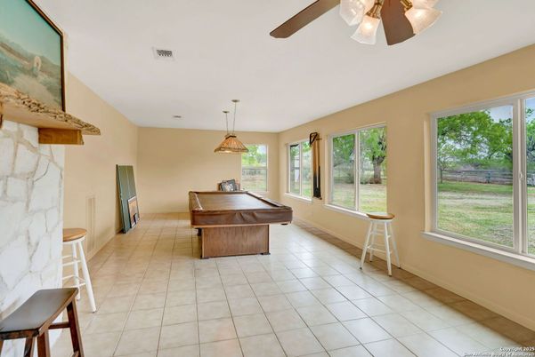 Billiard Table, Game Room, Interior, Pendant Lights